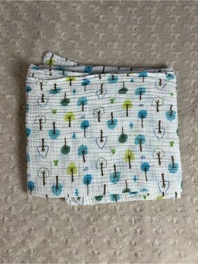 Swaddle Designs Owl Tree Baby Swaddle Blanket Blue White Green Muslin Bunny